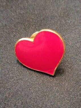 Vintage Hallmark Red Enamel Heart Pin Gold Tone Classic Lapel Pin Valentine